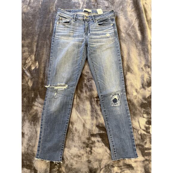 Abercrombie & Fitch Jeans Womens 4R W27 L31 Blue Distressed Skinny Raw Hem - Picture 2 of 15